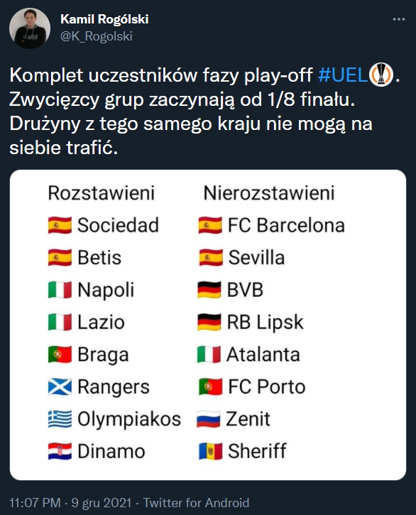 Komplet zespołów w LIDZE EUROPY!